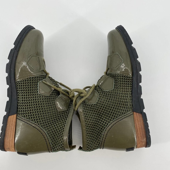 Sorel Green Mesh Patent Leather Lace UP High Top Booties 6.5 - Picture 3 of 7